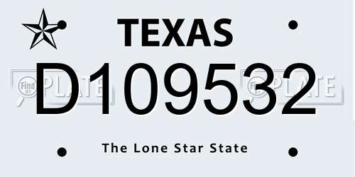 D109532 Texas License Plate