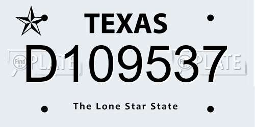D109537 Texas License Plate