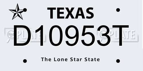 D10953T Texas License Plate