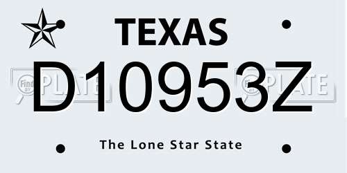 D10953Z Texas License Plate