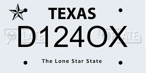 D124OX Texas License Plate