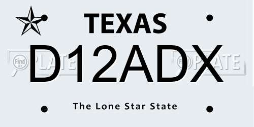 D12ADX Texas License Plate