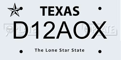 D12AOX Texas License Plate