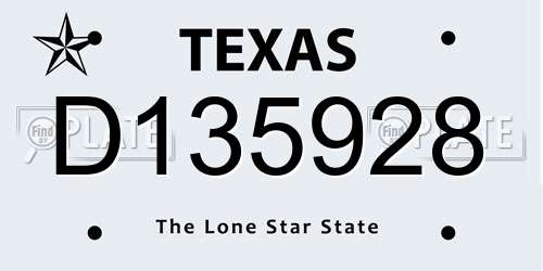 D135928 Texas License Plate