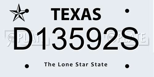 D13592S Texas License Plate