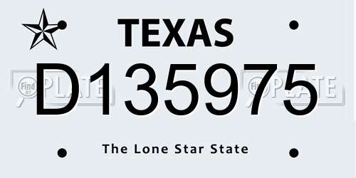 D135975 Texas License Plate
