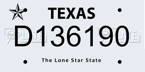 D136190 Texas License Plate