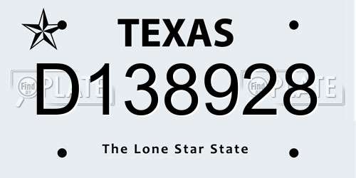 D138928 Texas License Plate