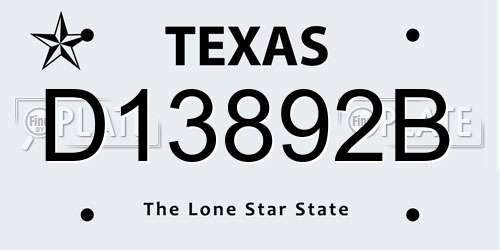 D13892B Texas License Plate