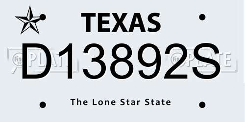 D13892S Texas License Plate