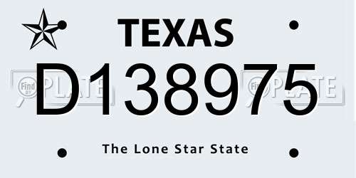 D138975 Texas License Plate