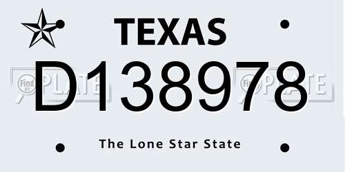 D138978 Texas License Plate