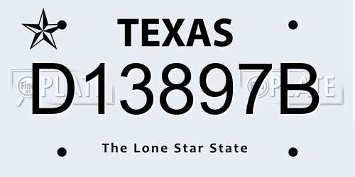 D13897B Texas License Plate