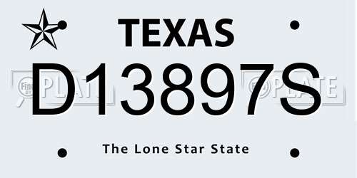 D13897S Texas License Plate