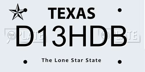 D13HDB Texas License Plate