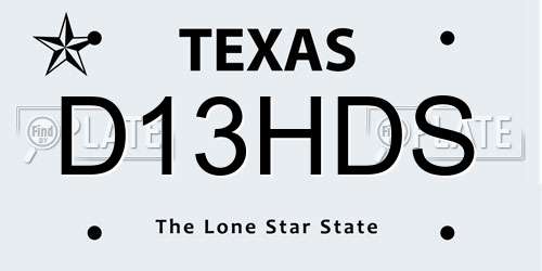 D13HDS Texas License Plate