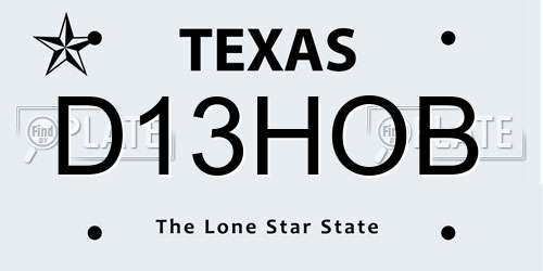 D13HOB Texas License Plate