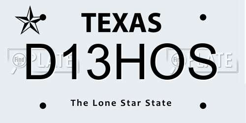 D13HOS Texas License Plate
