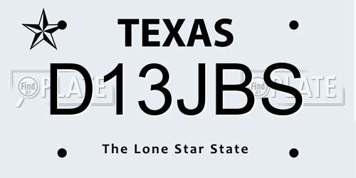 D13JBS Texas License Plate
