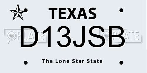 D13JSB Texas License Plate