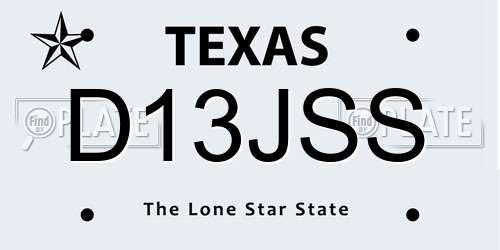 D13JSS Texas License Plate