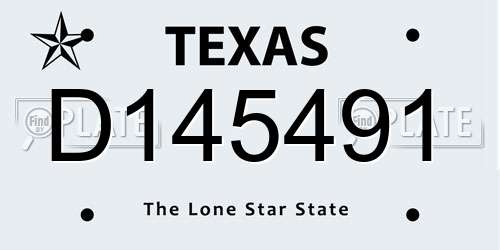 D145491 Texas License Plate