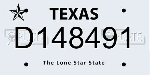 D148491 Texas License Plate