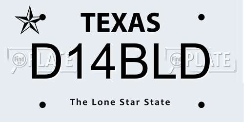 D14BLD Texas License Plate