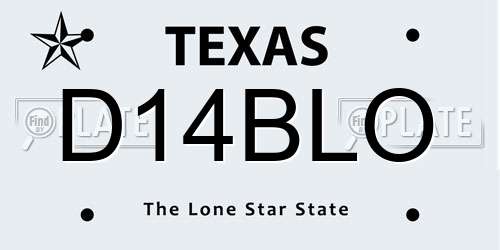 D14BLO Texas License Plate