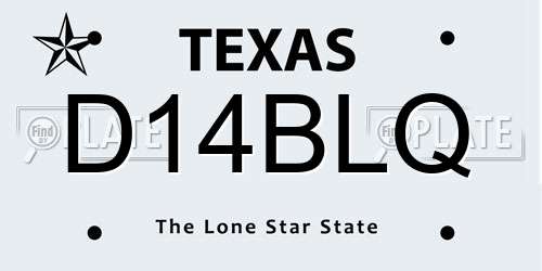 D14BLQ Texas License Plate