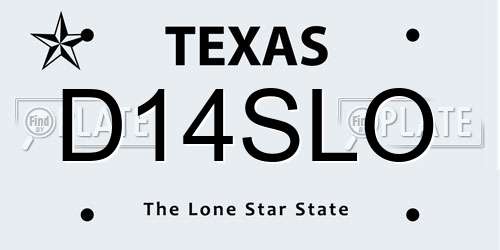 D14SLO Texas License Plate