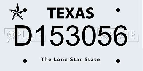D153056 Texas License Plate