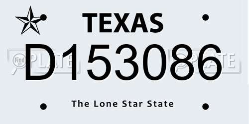 D153086 Texas License Plate