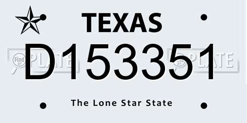 D153351 Texas License Plate