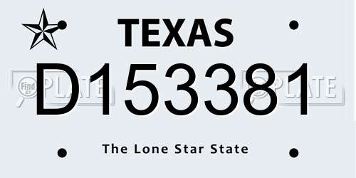 D153381 Texas License Plate