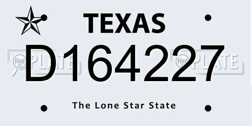 D164227 Texas License Plate
