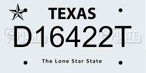 D16422T Texas License Plate