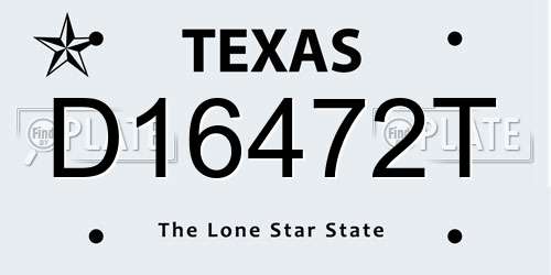 D16472T Texas License Plate