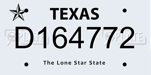 D164772 Texas License Plate