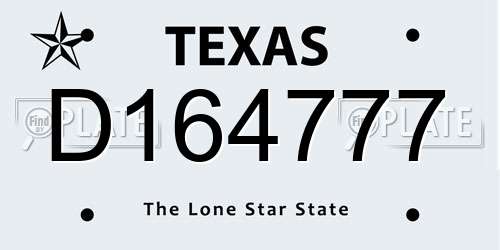 D164777 Texas License Plate