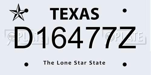 D16477Z Texas License Plate