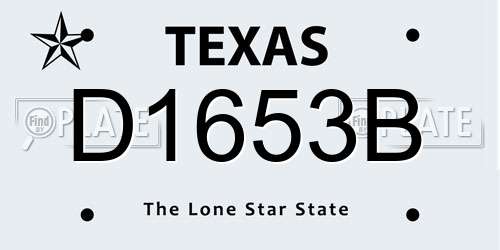 D1653B Texas License Plate