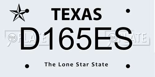 D165ES Texas License Plate