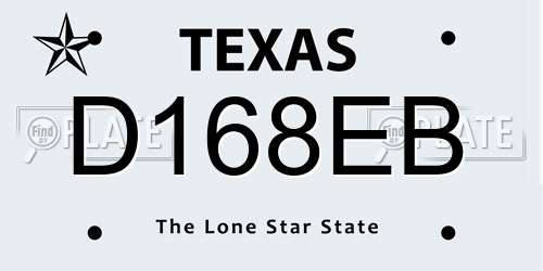 D168EB Texas License Plate