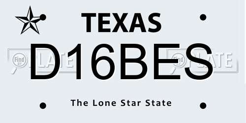 D16BES Texas License Plate