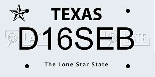 D16SEB Texas License Plate