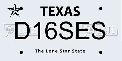 D16SES Texas License Plate