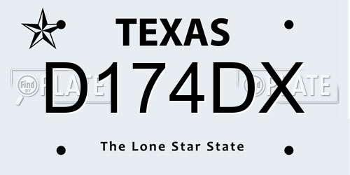 D174DX Texas License Plate