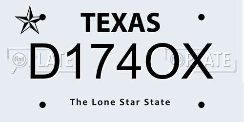 D174OX Texas License Plate