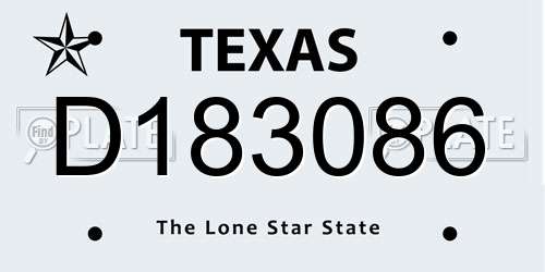 D183086 Texas License Plate